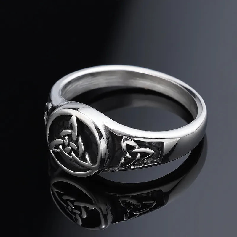 Celtic Knot Stainless Steel Ring – Triquetra Symbol Band