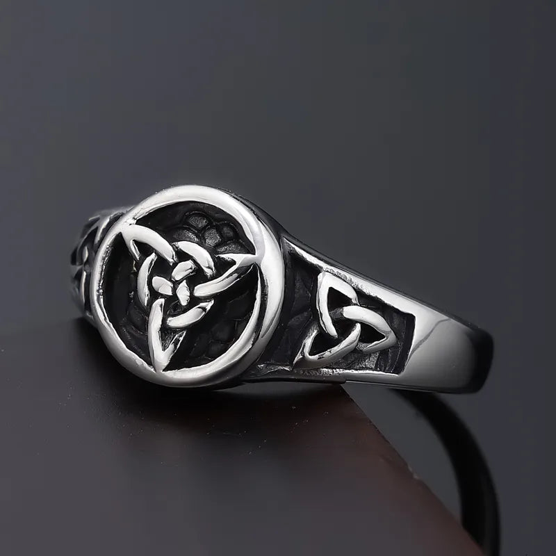 Celtic Knot Stainless Steel Ring – Triquetra Symbol Band