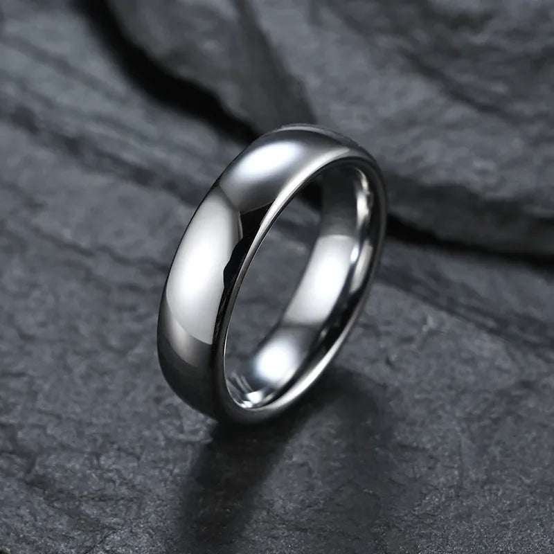 Classic Polished Silver Tungsten Steel Ring – 6mm -8mm Minimalist Band for Men