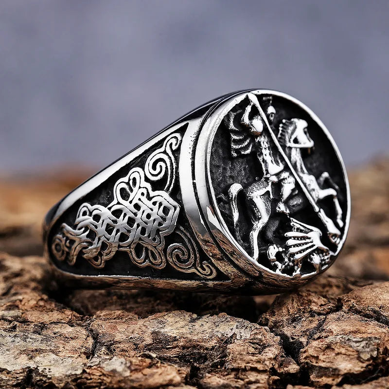 Vintage Knight Warrior Ring – 304 Stainless Steel Men's Gothic Statement Jewelry