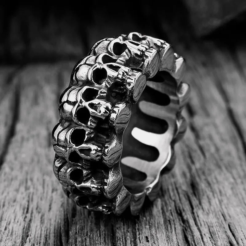 Retro Skull Stack Ring – 304 Stainless Steel Gothic Men's Band