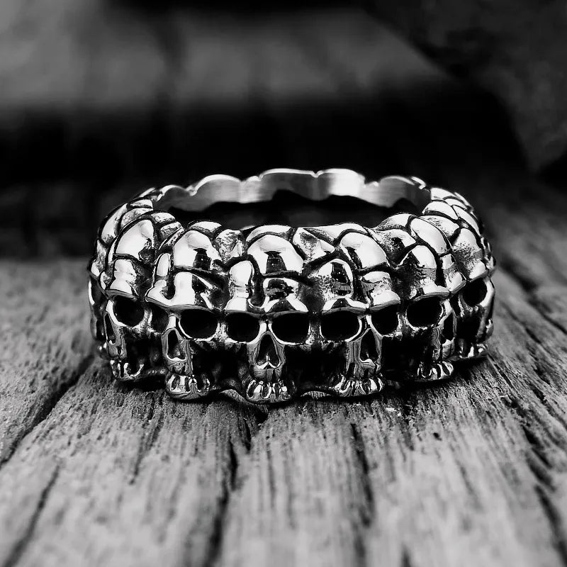 Retro Skull Stack Ring – 304 Stainless Steel Gothic Men's Band