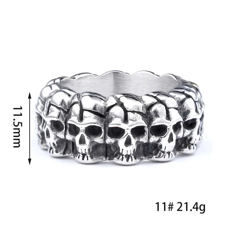 Retro Skull Stack Ring – 304 Stainless Steel Gothic Men's Band
