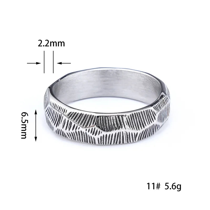 Textured Mountain Peak 304 Stainless Steel Ring for Men – Modern Rugged Design