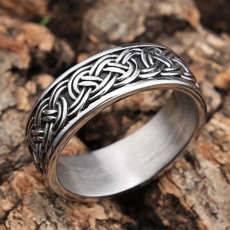 Men's Celtic Knot Stainless Steel Ring – Norse Viking Style Band