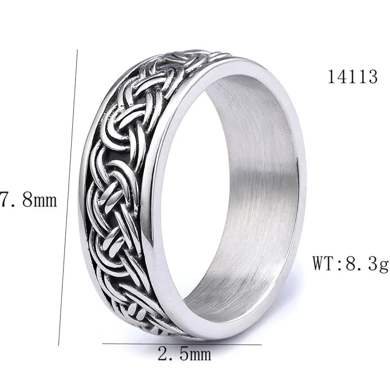 Men's Celtic Knot Stainless Steel Ring – Norse Viking Style Band