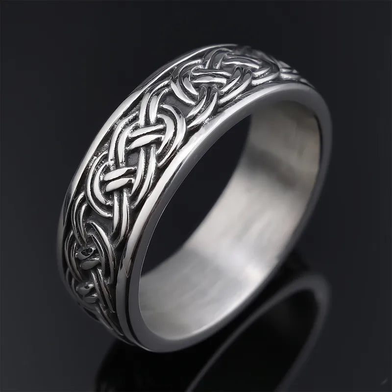 Men's Celtic Knot Stainless Steel Ring – Norse Viking Style Band