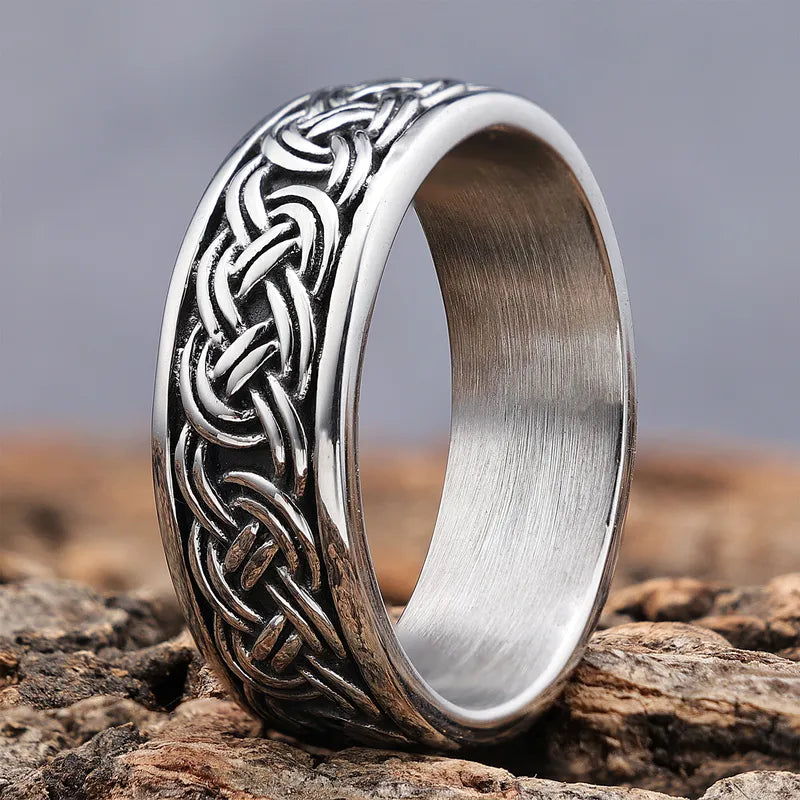 Men's Celtic Knot Stainless Steel Ring – Norse Viking Style Band