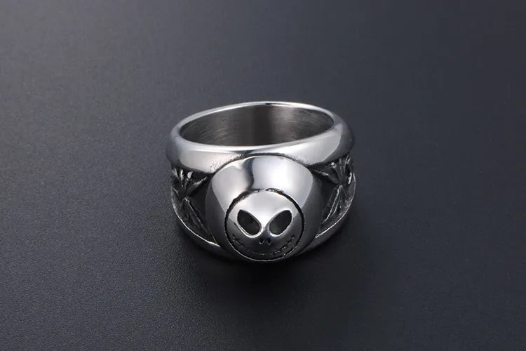 Retro Punk Smile Face Ring – 304 Stainless Steel Men's Gothic Statement Ring