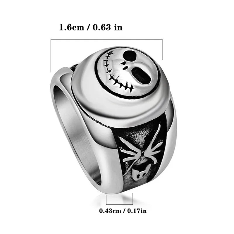 Retro Punk Smile Face Ring – 304 Stainless Steel Men's Gothic Statement Ring