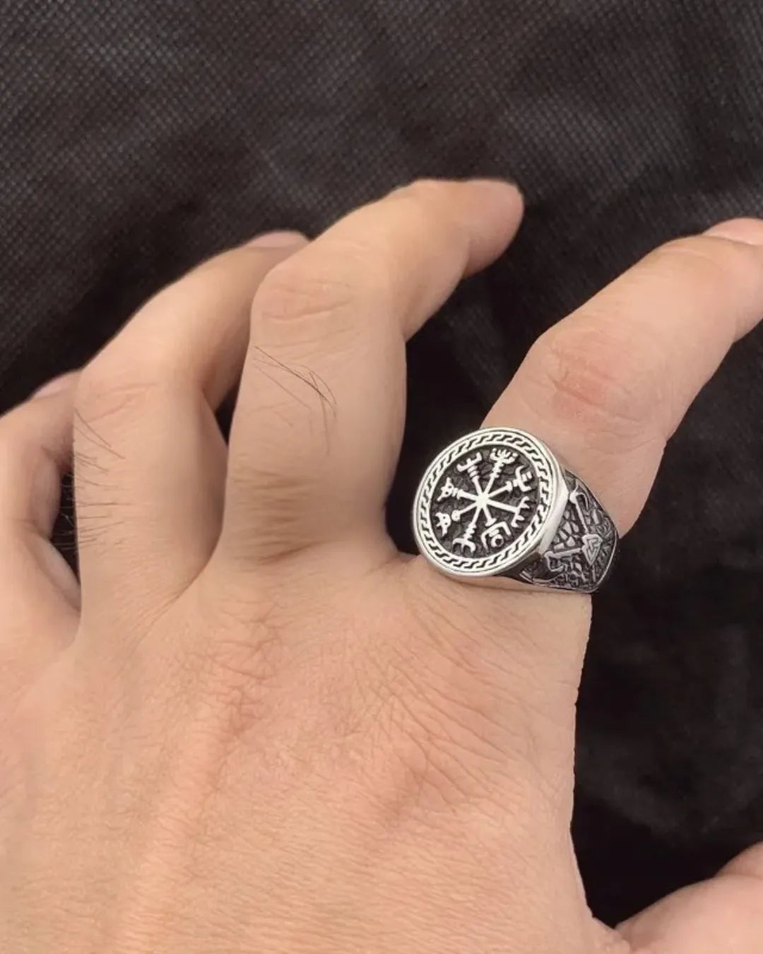 Retro Viking Compass Ring – 304 Stainless Steel Men's Norse Ring
