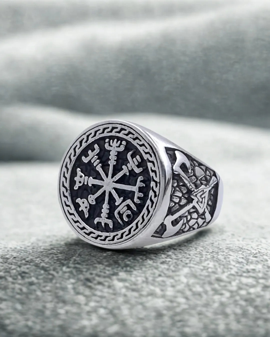 Retro Viking Compass Ring – 304 Stainless Steel Men's Norse Ring