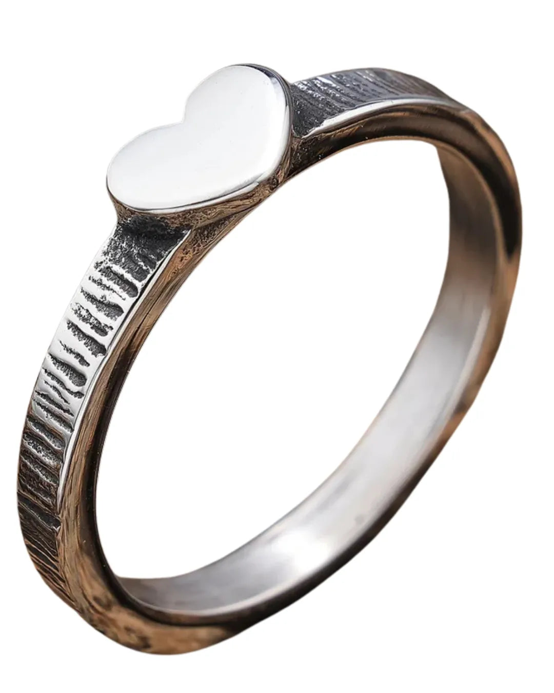 Minimalist Heart Charm Ring – Vintage-Style 316 Stainless Steel Ring
