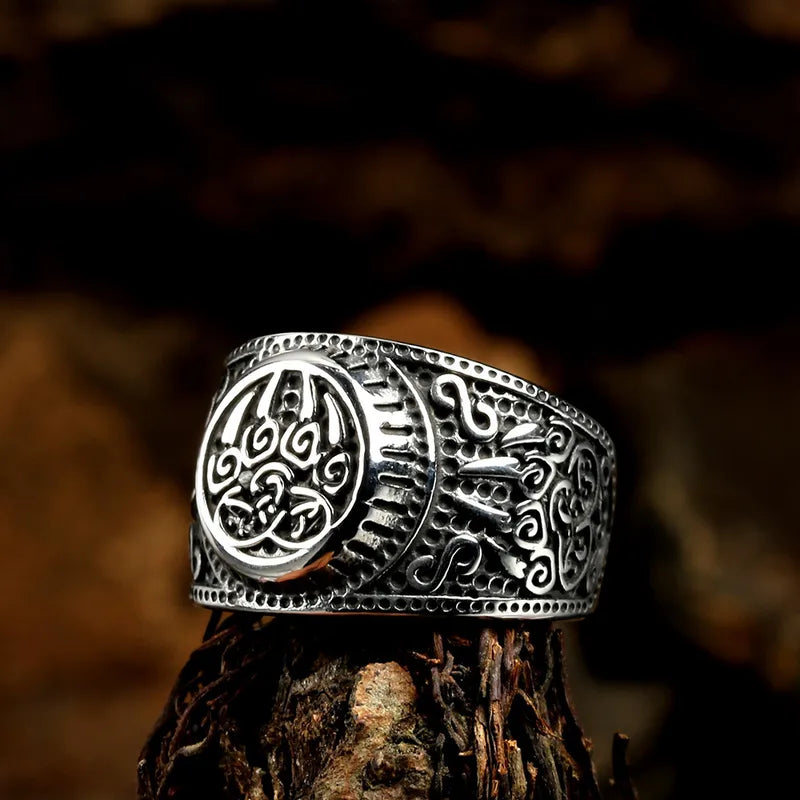 Hip-Hop Retro Stainless Steel Ring – Wide Engraved Band for Men (15.5mm)