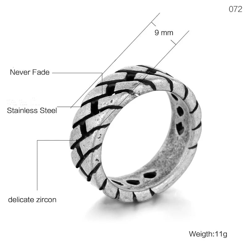Punk Style Geometric Titanium Steel Men's Ring – Rugged Matte Finish Band
