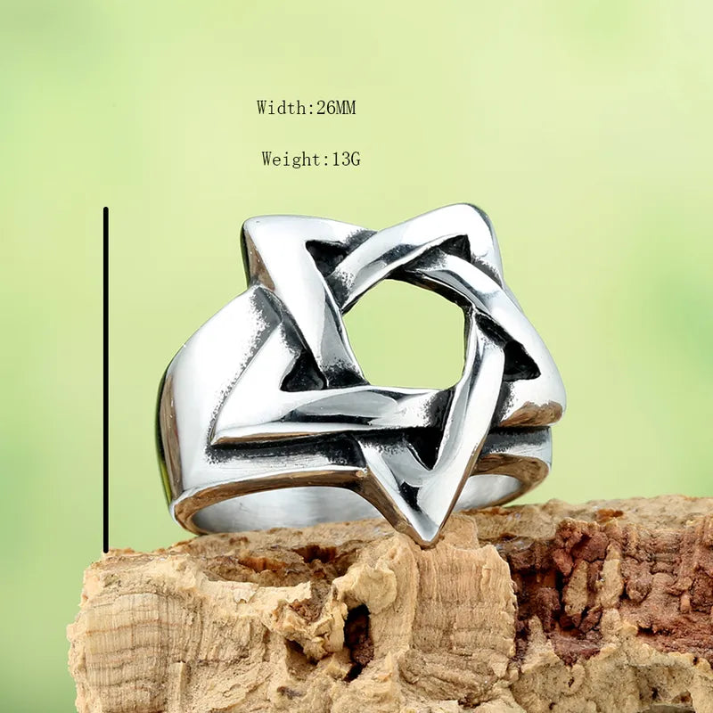 Bold Pentagram Statement Ring – 316 Stainless Steel