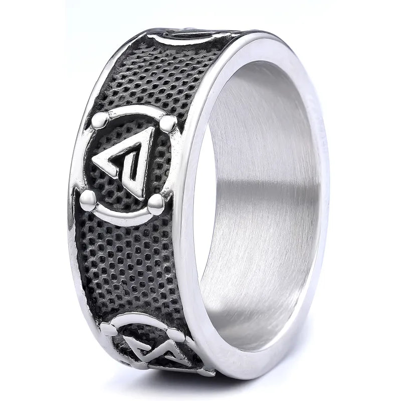 Street Symbol Carved Band Ring – 304 Stainless Steel (Men’s Streetwear Style)