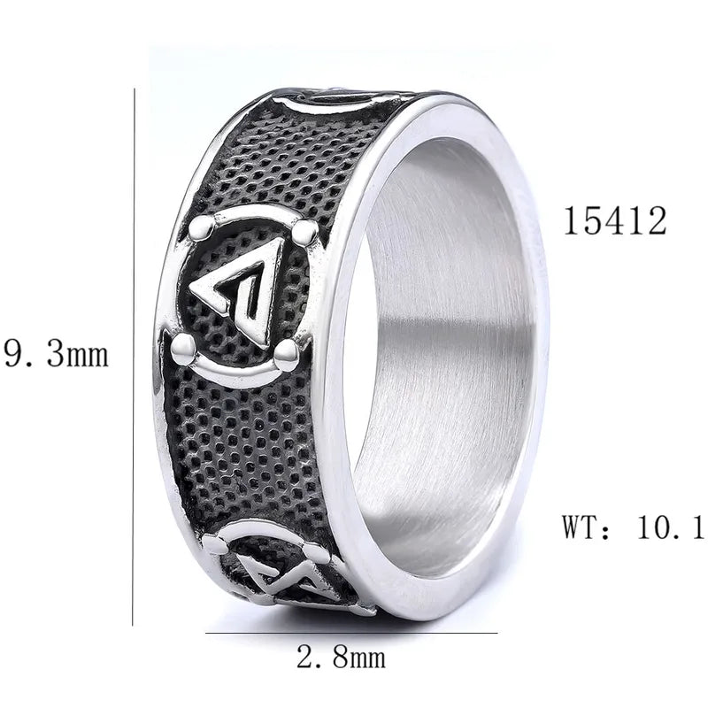 Street Symbol Carved Band Ring – 304 Stainless Steel (Men’s Streetwear Style)