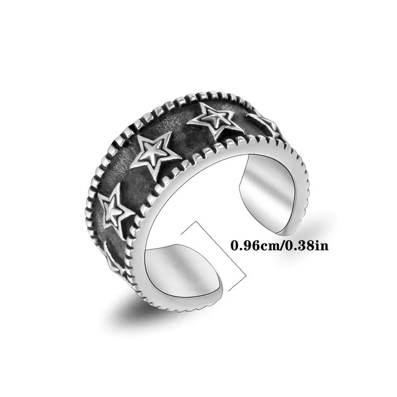 Open Star Band Ring – 304 Stainless Steel with Retro Punk Finish