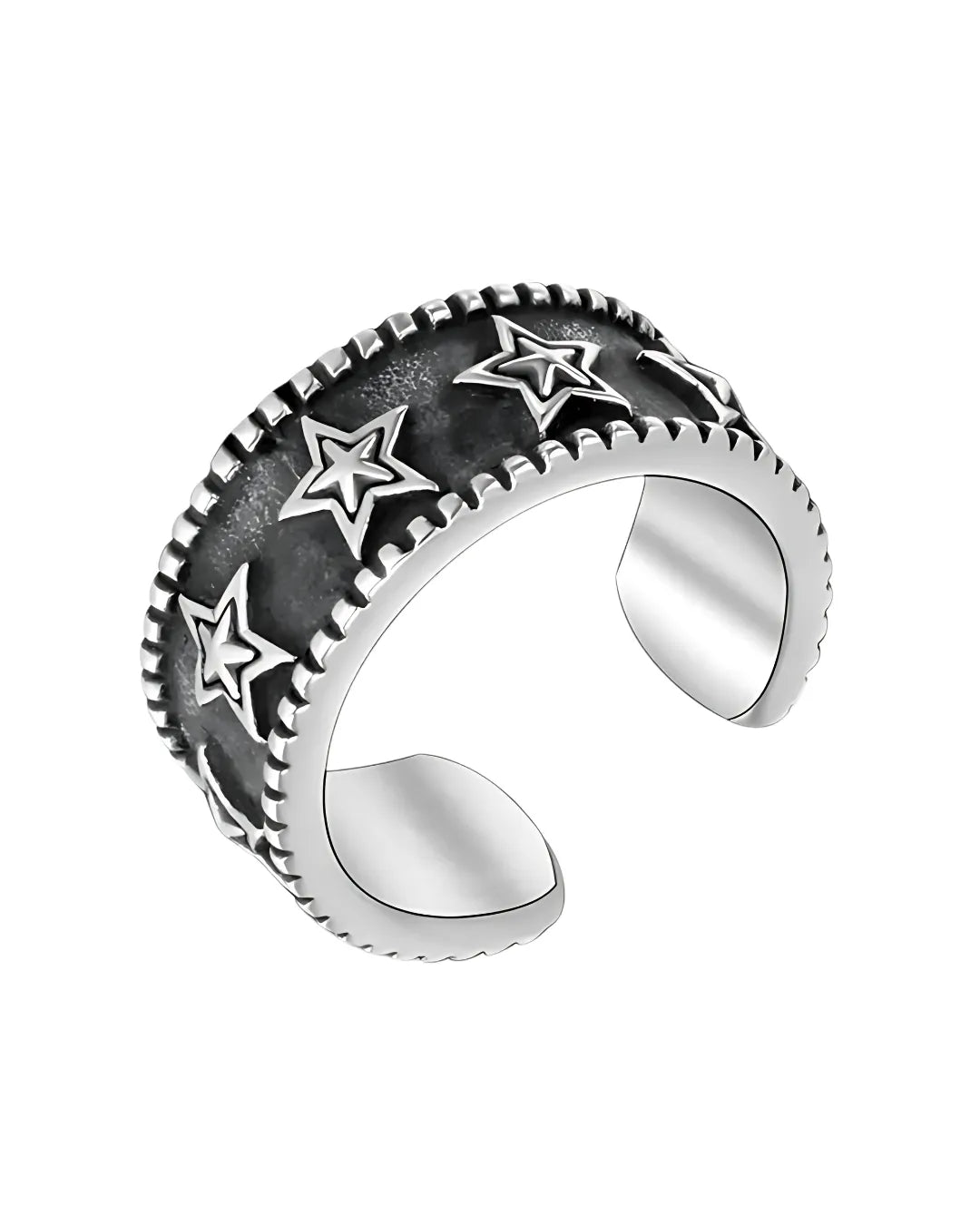 Open Star Band Ring – 304 Stainless Steel with Retro Punk Finish