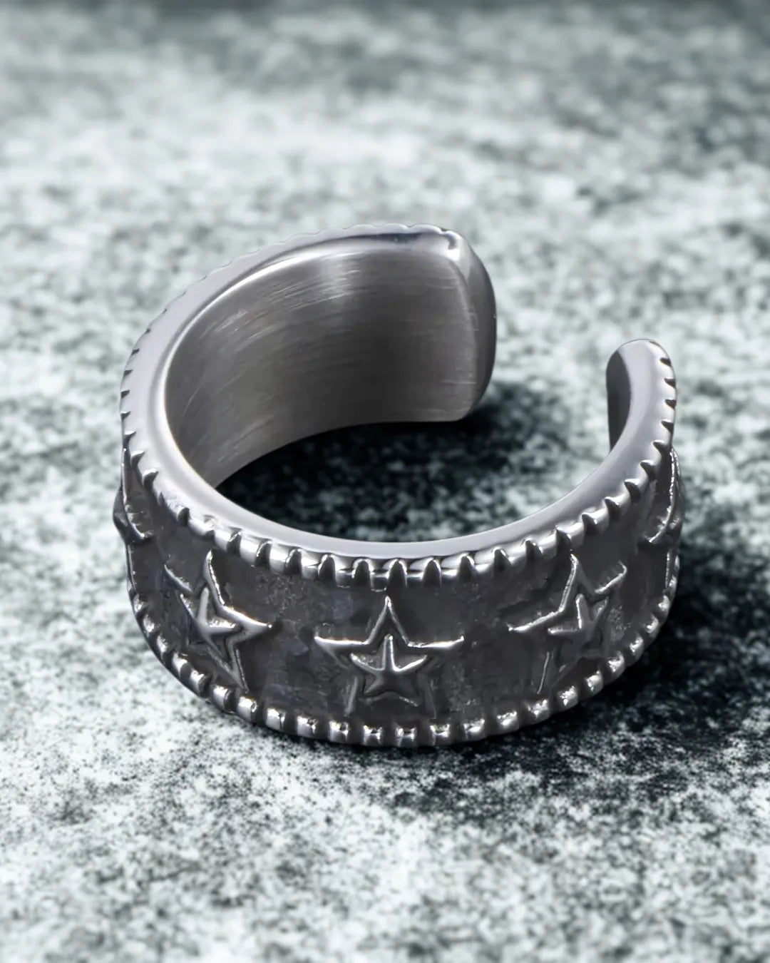 Open Star Band Ring – 304 Stainless Steel with Retro Punk Finish