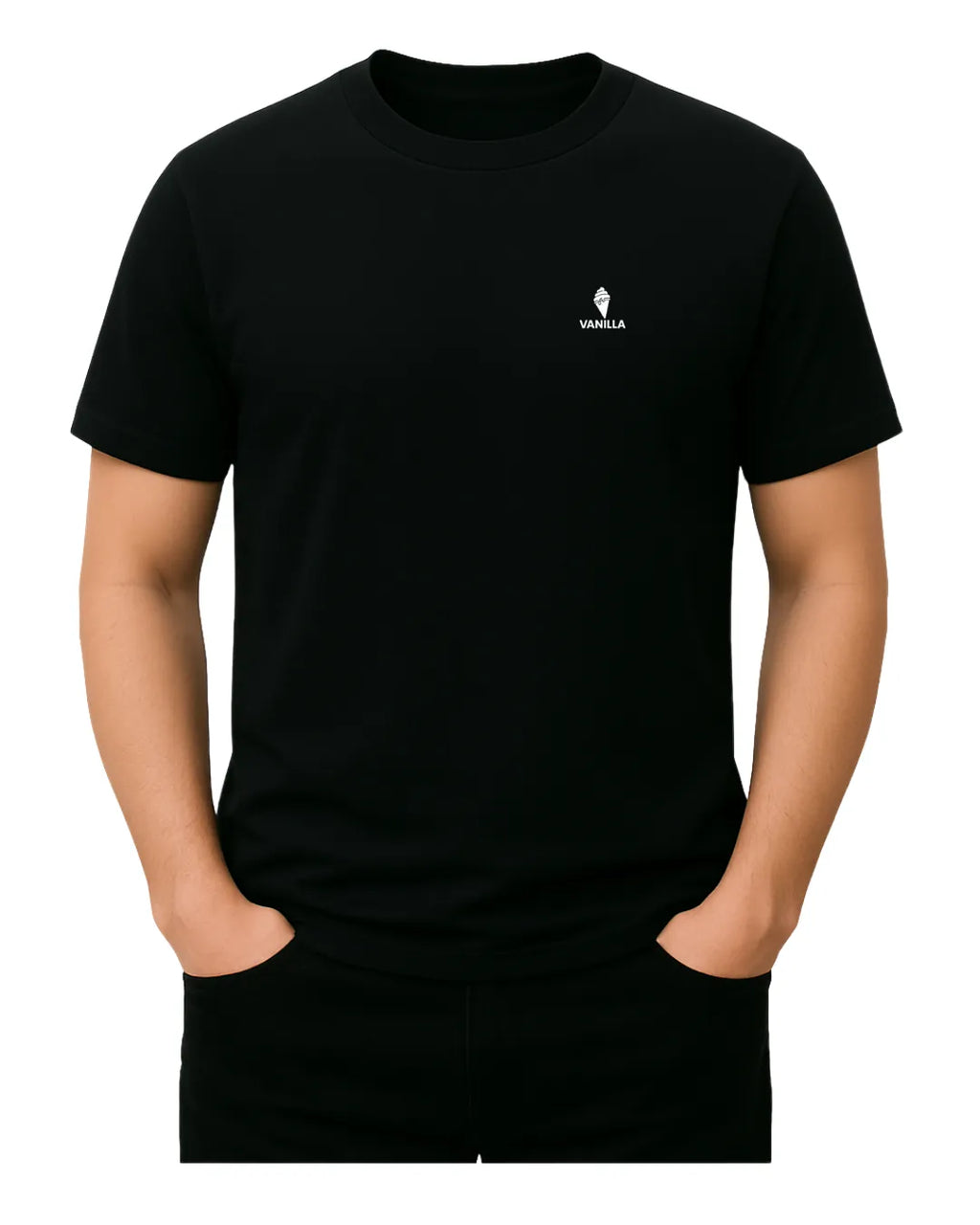 Vanilla Black Tailored Fit T-Shirt  For Men – 280 GSM Pure Cotton For Cold Weather
