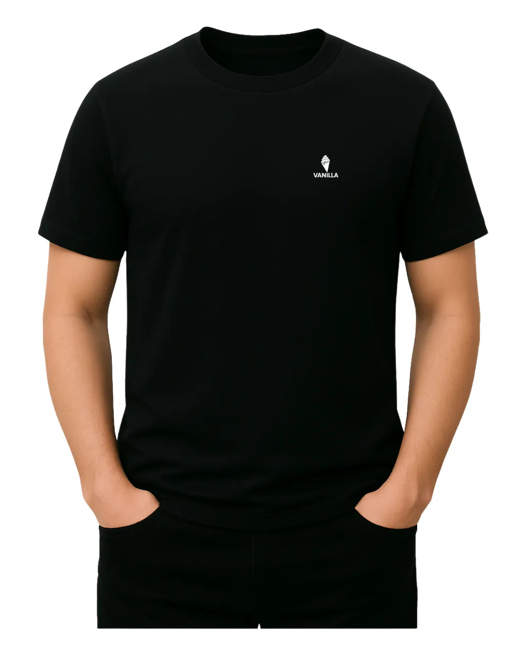 Vanilla Black Tailored Fit T-Shirt  For Men – 240 GSM Pure Cotton