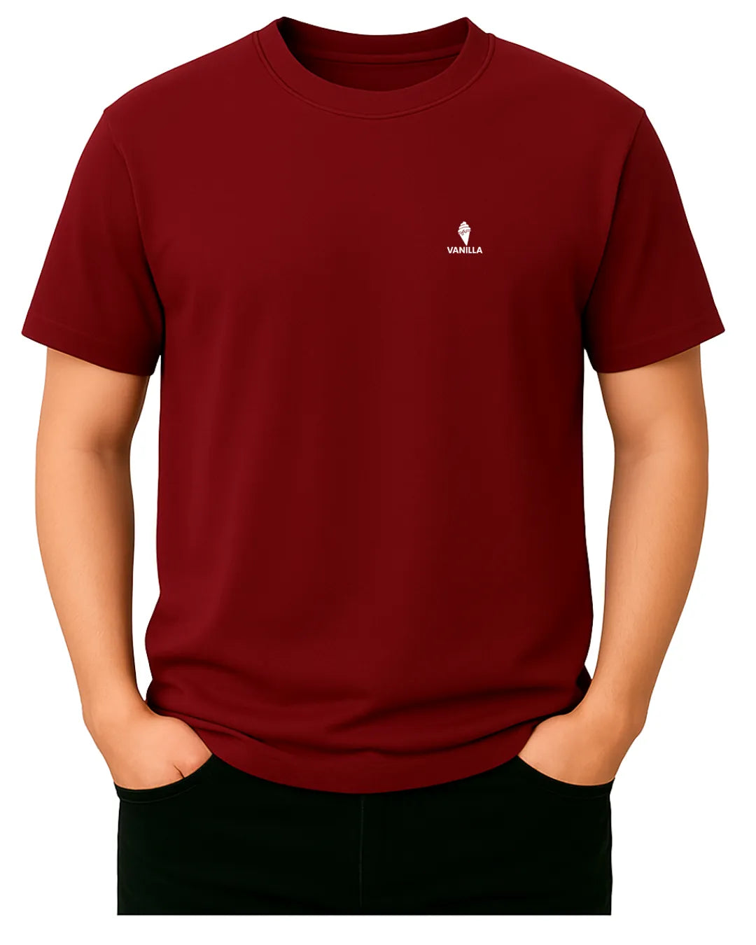 Vanilla Maroon Tailored Fit T-Shirt – 240 GSM Pure Cotton