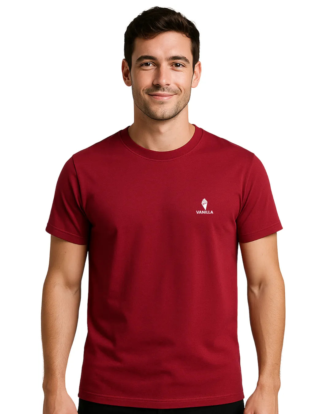 Vanilla Maroon Tailored Fit T-Shirt – 240 GSM Pure Cotton