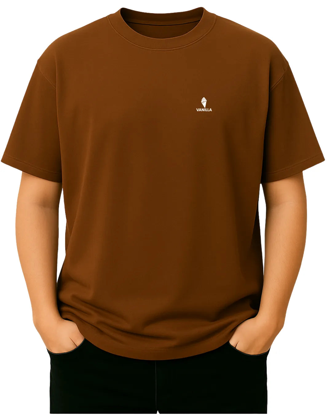 Vanilla Rust Brown Oversize Drop Shoulder T-Shirt  For Men – 240 GSM Pure Cotton