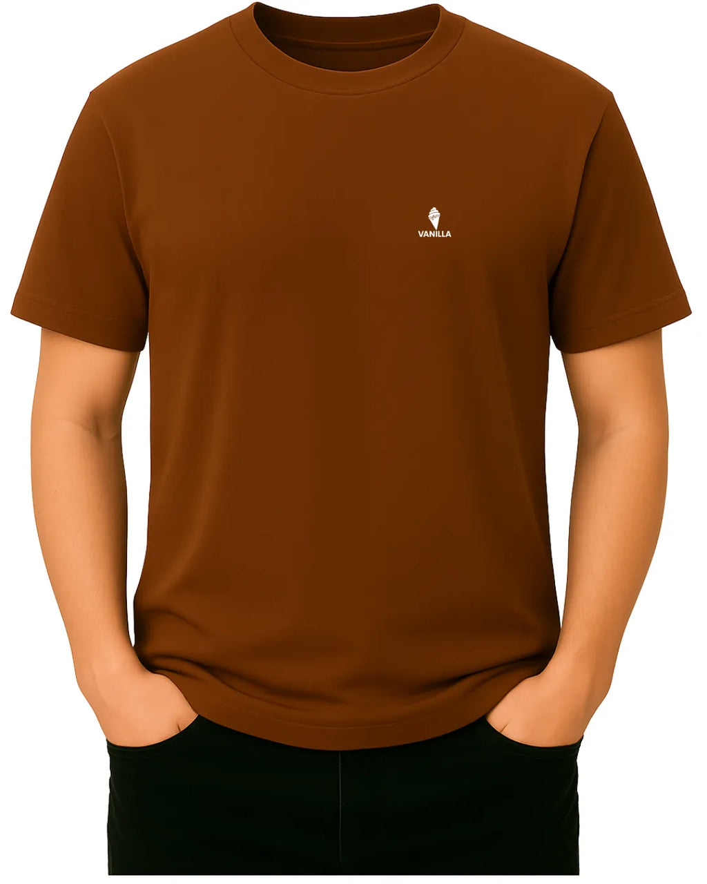 Vanilla Rust Brown Tailored Fit T-Shirt  For Men – 240 GSM Pure Cotton