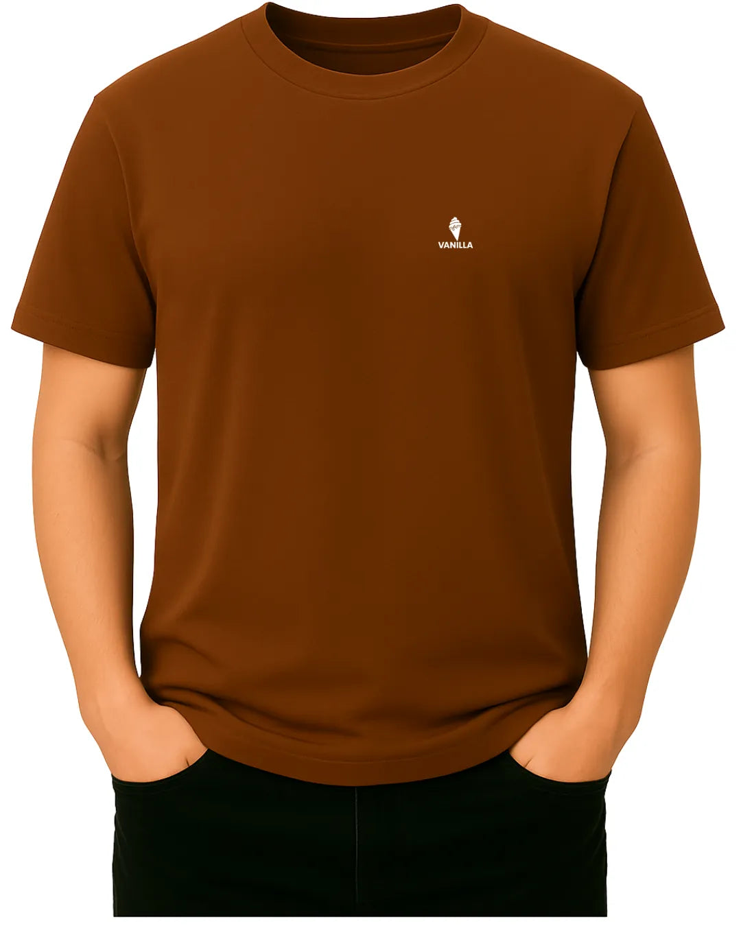 Vanilla Rust Brown Tailored Fit T-Shirt  For Men – 240 GSM Pure Cotton
